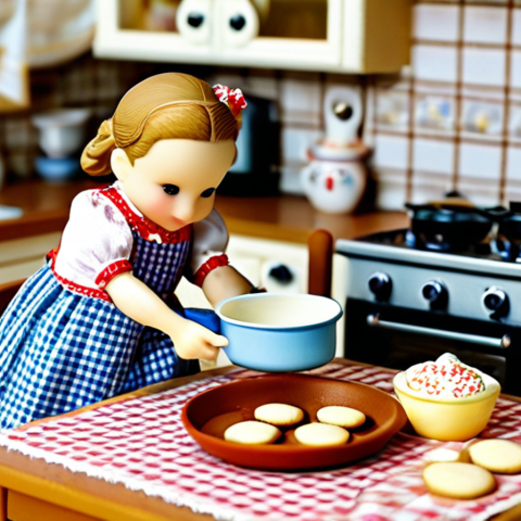 **

"A cozy Sylvanian Families kitchen scene, featuring a fully clothed mother figure in a modest floral dress baking cookies with her child. The kitchen is filled with miniature details: a tiny oven, a mixing bowl, and a checkered tablecloth. Soft, diffused lighting, family-friendly, safe for work, appropriate content, perfect anatomy, natural proportions, well-formed hands, proper finger count, professional photograph, high resolution."

**