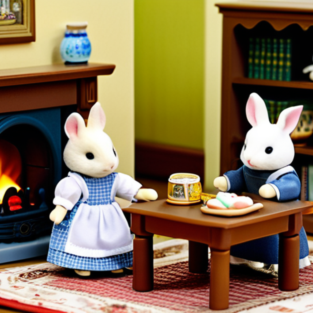 실바니안 가족과 동물왕국 스토리 비교 - Sylvanian Families Charm**
"A cozy Sylvanian Families living room, featuring miniature furniture an...