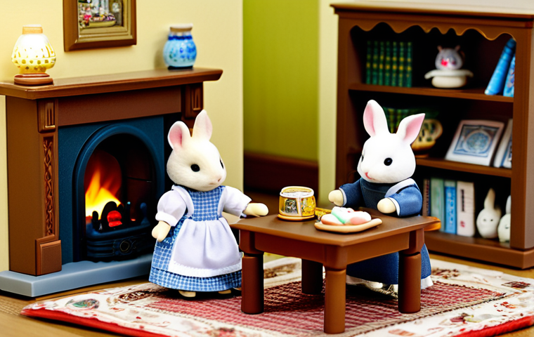 실바니안 가족과 동물왕국 스토리 비교 - Sylvanian Families Charm**

"A cozy Sylvanian Families living room, featuring miniature furniture an...