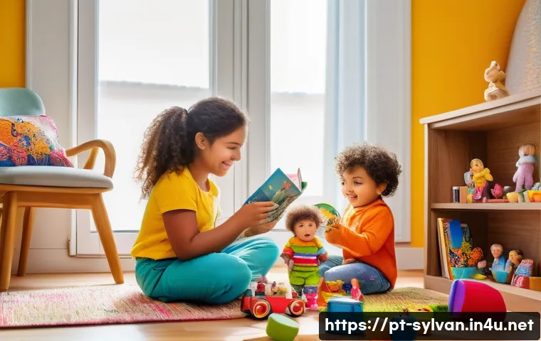실바니안 가족과 어린이 정서 발달 - A detailed scene of a cozy family living room in a Brazilian home, with a young child wearing colorf...