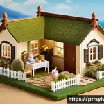 Home 23 실바니안 가족과 디오라마 제작법 - A detailed Sylvanian Families diorama scene set outdoors on a sturdy wooden or MDF base, featuring a...